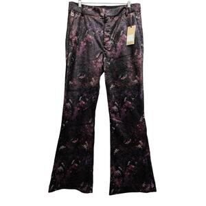 Scotch & Soda Velvet High Rise Flared Trousers Pants Multicolor Pockets 32 New